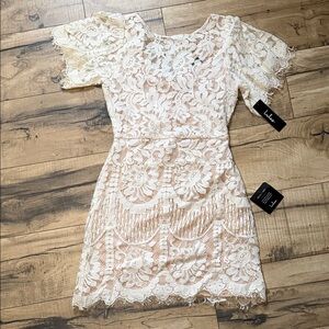 Lulu's Ivory Lace Mini Dress